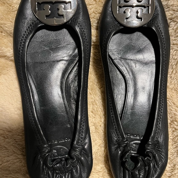 Tory Burch Black REVA FLAT  Leather Shoes Size -8.5  $124  Mint - Picture 10 of 10